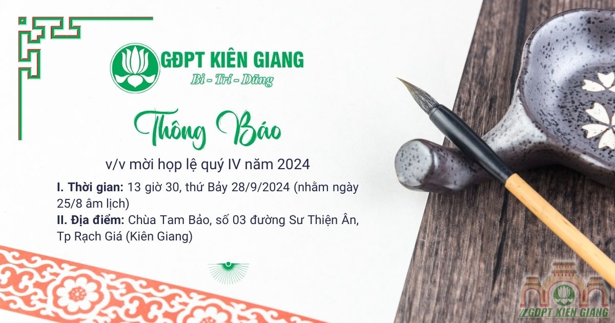 THÔNG BÁO: V/v mời họp lệ quý IV năm 2024