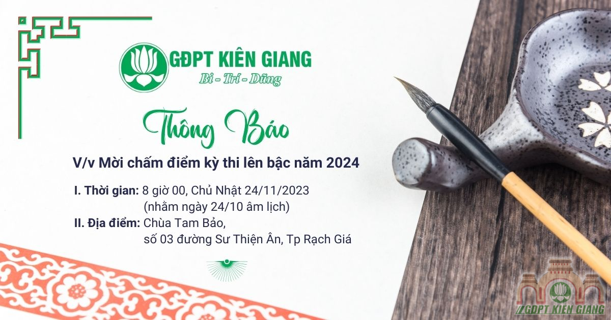 THÔNG BÁO: v/v Mời chấm điểm kỳ thi lên bậc năm 2024